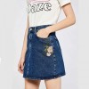 Women's Floral Embroidered Denim Mini Skirt