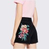 Women's Floral Print Denim Shorts - Black - Size 12
