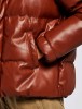 Women's Faux Leather Padded Jacket - Brown - Size 16 (XL)