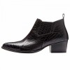 Women's Croc Embellished Leather Ankle Boots - Black - Size 8