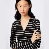 Women's Stripe Rib Wrap Long Sleeve Dress - Size 12