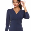Crepe Knit Empire Cross Over Wrap Dress - Navy - Size 6