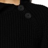 Women's Cotton Jumper with Buttons - Black - 3XL