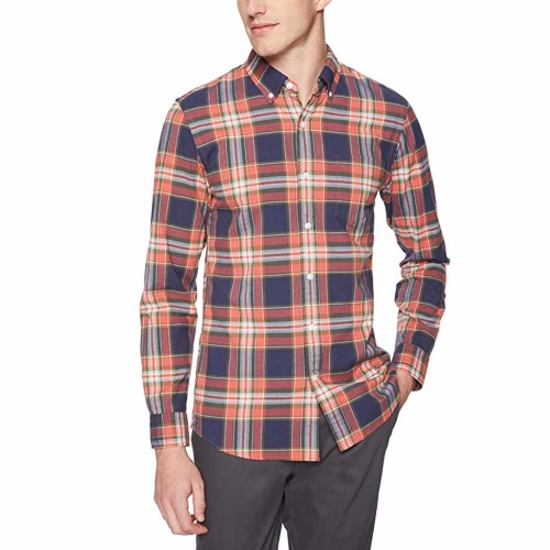 Men's Slim Fit Plaid Oxford Long Sleeve Shirt - Small