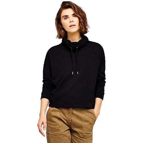 Women's Soft Cowl Neck Sweatshirt - Black - XL