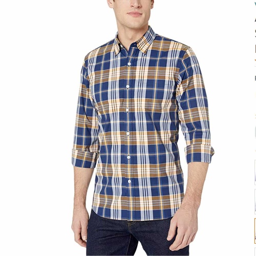 Men's Standard-Fit Long-Sleeve Comfort Stretch Poplin Shirt - Large