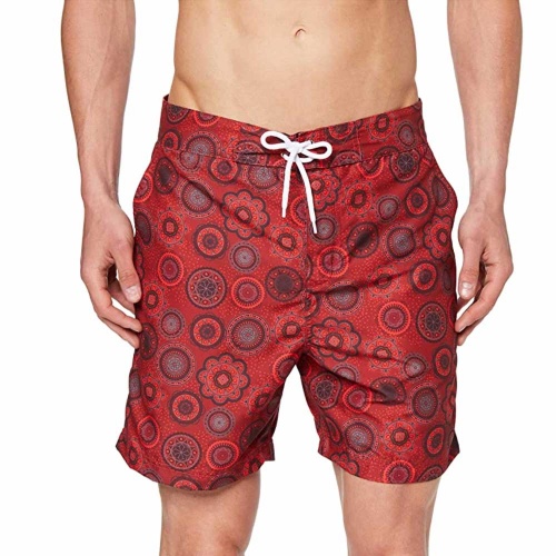 Men's Bermuda Printed Swim Shorts - Red - 2XL