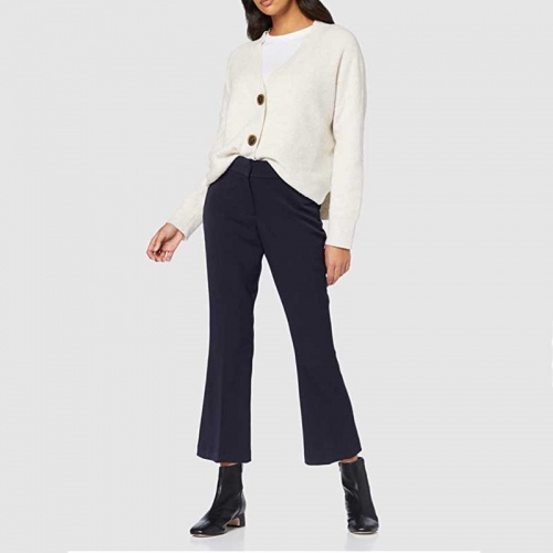 Women's Crop Flare Trousers - Navy - Size 18