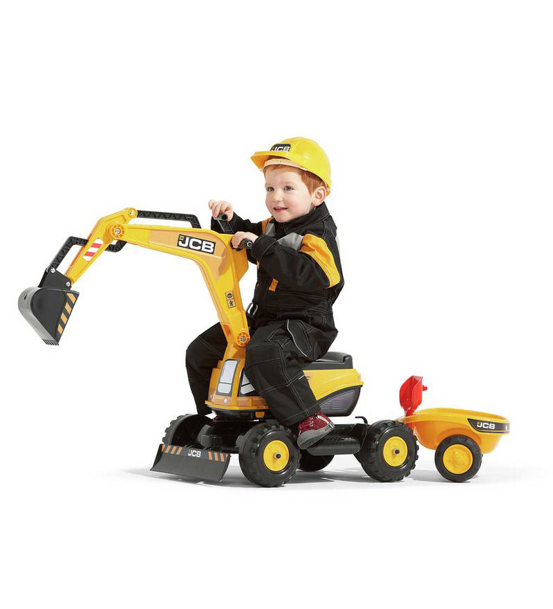 JCB Excavator Trailer and Helmet Ride On
